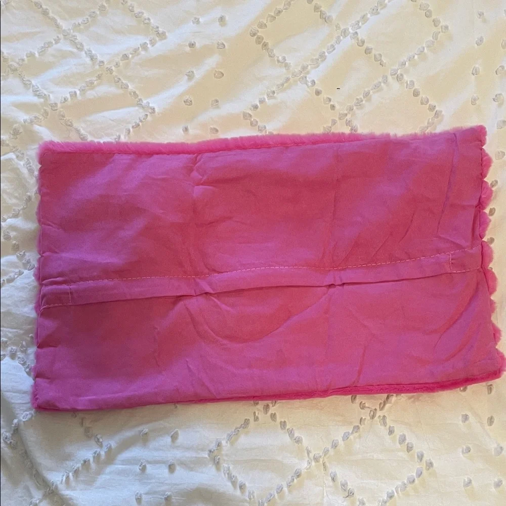Pair of Pink Faux Fur Pillow Cover new
